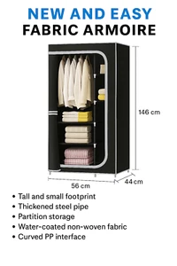 Textilschrank 146 x 56 x 44 cm - Stahlkonstruktion, Vliesabdeckung, 5 Fachböden - Bild 1 von 2