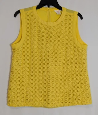 JOE FRESH Amarillo Forrado Crochet Sin Mangas Pullover Cremallera Top; Talla L Foto 1 de 4