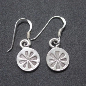 Feine Sterling Silber Ohrringe Ethno klein rund Hänger Schmuck Handarbeit Scheibe - Bild 1 von 7