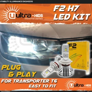 TRANSPORTER T6 F2 H7 CANBUS ERROR FREE WHITE LED KIT 6500K ACCURATE BEAM PATTERN - Picture 1 of 7
