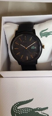 Lacoste 12.12 Quartz Black Dial Rubber Strap Men's Watch 2011233 42mm NIB - Image 1 of 4