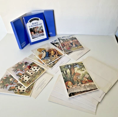 Libro de cuentos de Alicia en el País de las Maravillas clásicos y 10 tarjetas de notas con sobres raro Foto 1 de 4