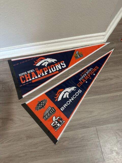 Denver Broncos 3 Time Bowl Champions Pennant Banner Flag