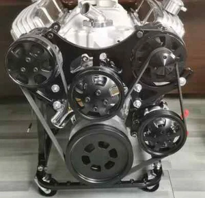Small Block Chevy 350 400 BLK Serpentine Pulley Kit Front Drive System SWP 6 Rib - Picture 1 of 9