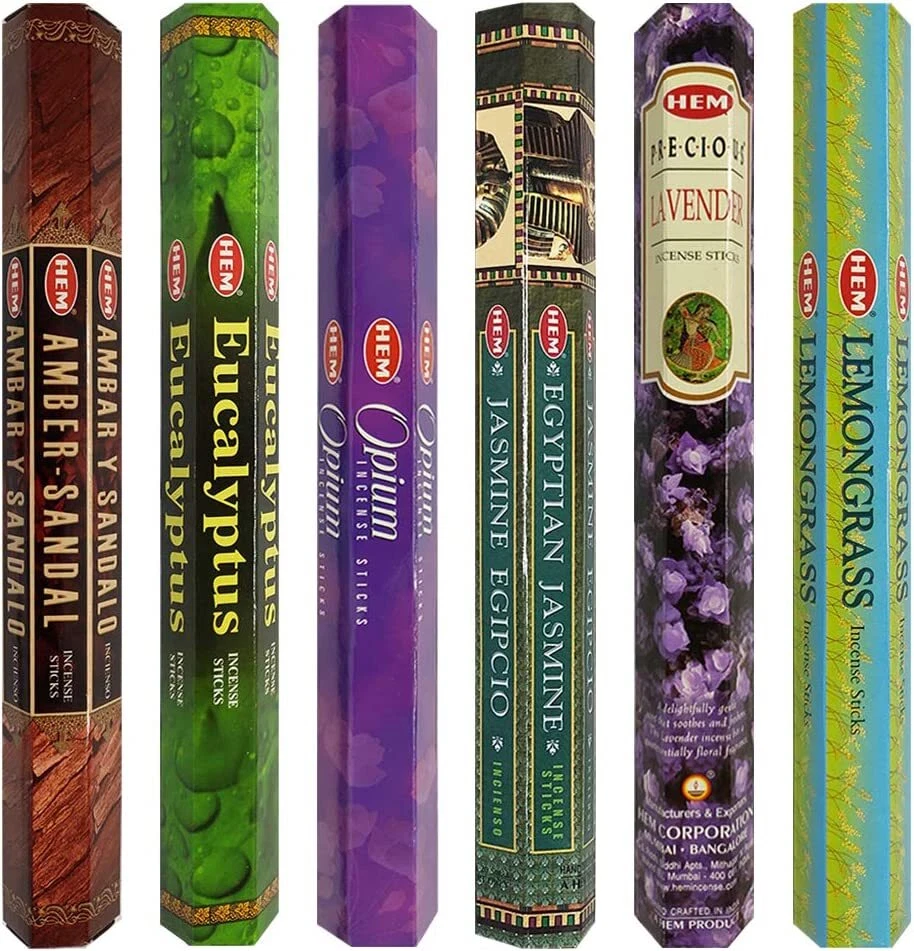 Six Most Popular Hem Incense Scents, 120 Sticks Total, with Free Burner - Image 1 of 1