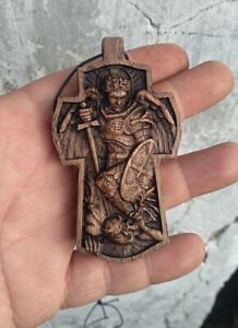 St Michael the Archangel. Pectoral Cross  Wood Saint Michael