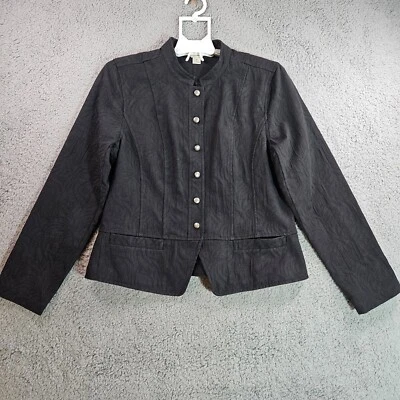 Christopher & Banks Jacket Blazer Womens Medium Textured Black Simple - M - Image 1 of 4