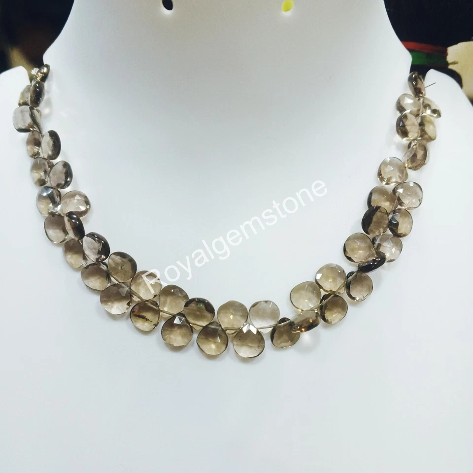 AAA++Smoky Quartz Heart Shape Faceted Cut Stones for Jewellery Making - Image 1 of 4