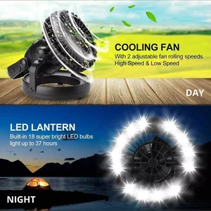 Tragbarer Zelt Ventilator LED Licht Lampe Camping 2 in 1 Wandern Outdoor Ausrüstung - O/B - Bild 1 von 10