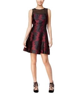 Kensie Womens Mesh Inset Embroidered Sleeveless Fit & Flare Cocktail Dress S - Picture 1 of 5