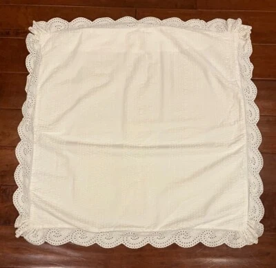Lauren Ralph Lauren Crema Seersucker Euro Almohada Falsa Ojales Borde 25" x 25" Foto 1 de 4