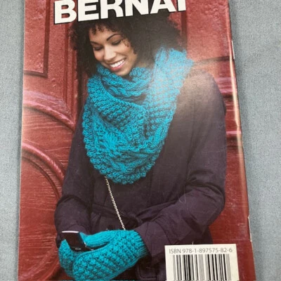8 Patterns Sweaters Mitts Winter Accessories Bernat Softee Chunky Knitting Book - Image 1 of 3