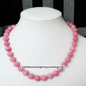 New 10mm Pink Rhodochrosite Round Gemstone Bead Necklace 16-25"