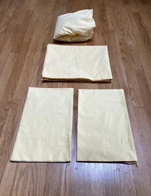 Ralph Lauren 100% Cotton Twin Sheet Set Fitted + Flat + 2 Pillow Cases Yellow - Image 1 of 4