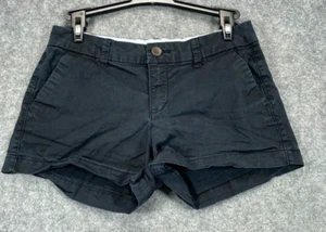 Old Navy Womens 0 Black Shorts Chino 29W Low Rise Flat Twill Pockets Black Jack - Picture 1 of 7