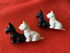 (2) Mini 1 1/4” Black White Scottie Dog Pins  “Made in GT. BRITAIN "