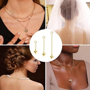 Goldkettenverlängerer, 14K Gold Kettenverlängerer mit rundem Verschluss, robust massiv - Bild 1 von 7