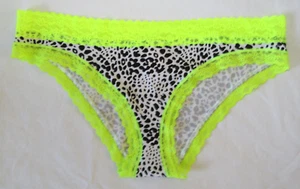 Victoria's Secret Low-Rise Cheekini Panties - Neon Yellow Lace Leopard, Medium - Picture 1 of 8