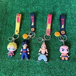 Dragon Ball Z Gummi 3D Schlüsselanhänger 4er Set Son-Goku Gohan Buu Krillin - Chibi Anime - Bild 1 von 18