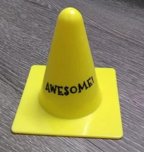 Motivational Road Block Cone (Awesome!) Yellow, 4 Inches Tall - Picture 1 of 2