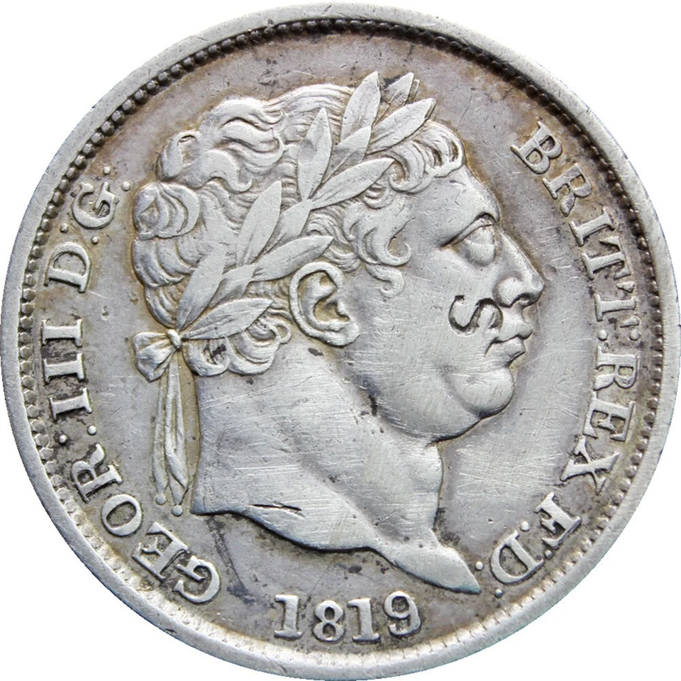1819 over 3 Shilling George III Great Britain Rare Coin Silver (MO648-) - Image 1 of 3