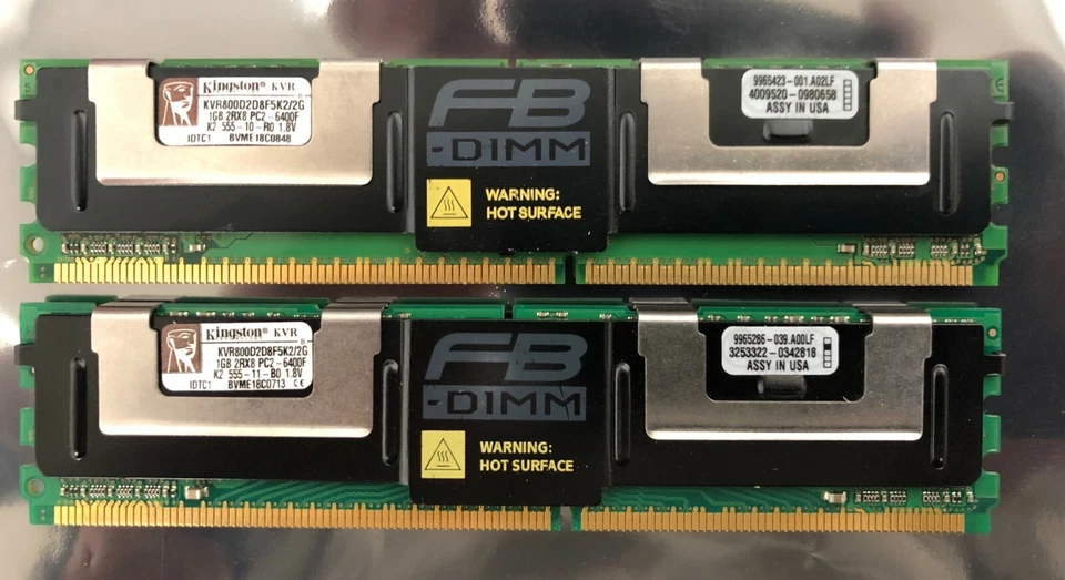 Kingston KVR800D2D8F5K2/2G 2GB (2x1GB) 800MHz DDR2 ECC Fully Buffered CL5 DIMM  - Image 1 of 3