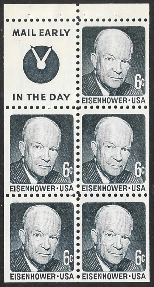 US Stamps #1393b 6c. Eisenhower Booklet Pane of 5 Slogan 4 MNH - Image 1 of 1