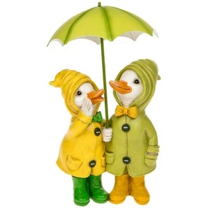 Large Puddle Duck Couple with Umbrella Decorative Quirky Figurine Gift - Picture 1 of 1
