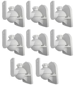 8 Pack Lot - Universal Satellite Speaker White Wall Mount Brackets fits JVC Bose - Picture 1 of 8