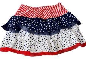 Red White and Blue Jersey Tulle Tutu Skort with Stars and Stripes Design 5T - Picture 1 of 4