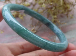 Video Certified Green Natural JADE JADEITE Circle Bangle Bracelet 59 mm 402868 - Picture 1 of 12