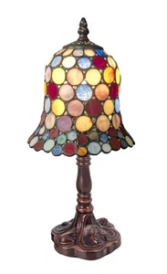 32CM HIGH X 15CM DIA TIFFANY STYLE TABLE LAMP SPOT GLASS SHADE + LIGHT BULB - Picture 1 of 5