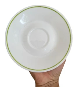 Set of 7 Corelle Saucer's 6 1/4 in Light Green Rim Vintage - Picture 1 of 6