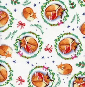 Kuscheliger Fuchs weiß Nordic Forest Quilt Nähen Stoff LEER - Bild 1 von 1