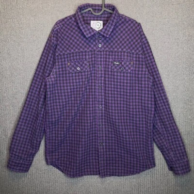 Camisa LRG Para Hombre XL Púrpura A Cuadros Abotonada Manga Larga Informal HipHop  Foto 1 de 4