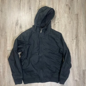 American Eagle schwarz Baumwolle Canvas Jacke Bomber Kapuze Herren Small Full Zip - Bild 1 von 7