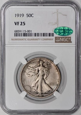1919 Walking Liberty Half Dollar 50c NGC VF25 CAC - Image 1 of 3