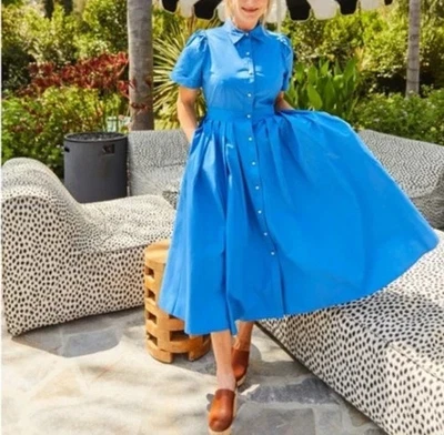 Alexis For Target Dress, Blue Shirt Dress Short Sleeve Pockets Midi, Women's L - Image 1 of 4