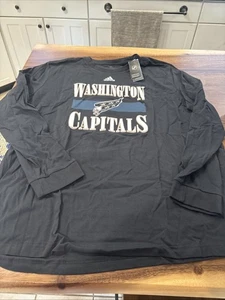 MENS NHL ADIDAS WASHINGTON CAPITALS LONG SLEEVE SHIRT BLACK 2XL NWT - Picture 1 of 11