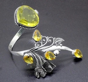 925 Plata Esterlina Limón Cuarzo Piedras Preciosas Joyería Brazalete... - Imagen 1 de 8