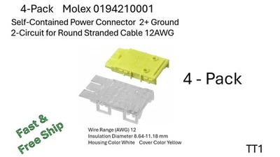 Paquete de 4 conectores de alimentación Molex 0194210001 12 AWG redondo SC envío gratuito Foto 1 de 4