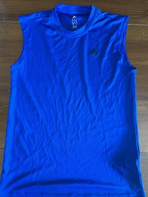 Regata Adidas masculina sem mangas clima tamanho pequeno azul royal - Imagem 1 de 4