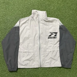 Vintage Brooks Men's Gray Windbreaker Full Zip Lightweight Jacket Size Large L - Picture 1 of 11