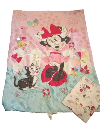 Lote Conjunto Disney Minnie Mouse Figaro Gato Flores Edredón y Sábana Superior Ropa de Cama Niño Foto 1 de 4
