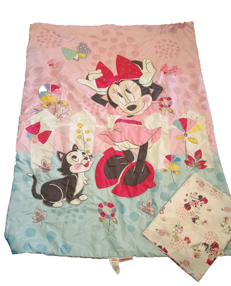 Lote Conjunto Disney Minnie Mouse Figaro Gato Flores Edredón y Sábana Superior Ropa de Cama Niño Foto 1 de 4