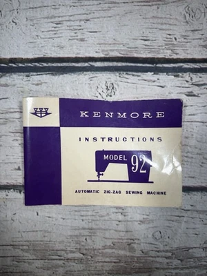 De Colección Kenmore Modelo 92 Máquina de Coser Automático Zig-Zag Libro de Instrucciones 25002 Foto 1 de 4