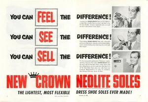 Magazine Print Ad CROWN NEOLITE 1953 Goodyear Rubber & Tire Shoe Product 2-Pages - Picture 1 of 1