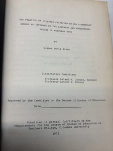 1972 Columbia University Doktorarbeit - Glenna Davis Sloan Estate Origi - Bild 1 von 3