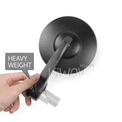 Bar end mirrors heavy weight short BOB black hollow bar ID 14-24mm fits Suzuki - Image 1 of 4