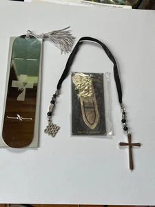 Lot of First United Methodist Church Black Ribbon w SIlvertone Cross Beaded Ange - Picture 1 of 17